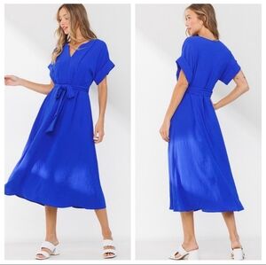 Royal Blue Boho Midi Dress